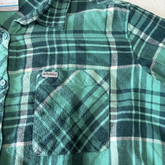 Columbia Green Plaid Cotton Long Sleeve Flannel Button-Up Shirt - Picture 4 of 7